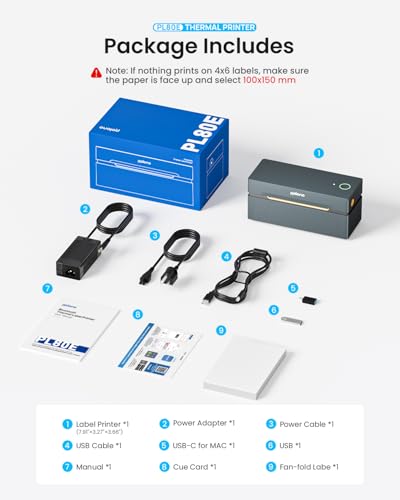 POLONO Bluetooth Thermal Shipping Label Printer, 4x6 Label Printer for Shipping - color: Grey