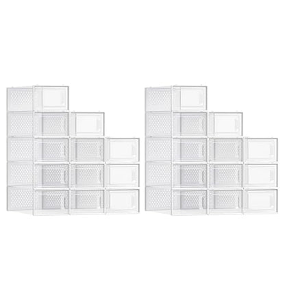 SONGMICS Shoe Boxes, Clear Plastic Sneaker Box, Pack of 24 - color: Transparent + White, size: L-24pcs