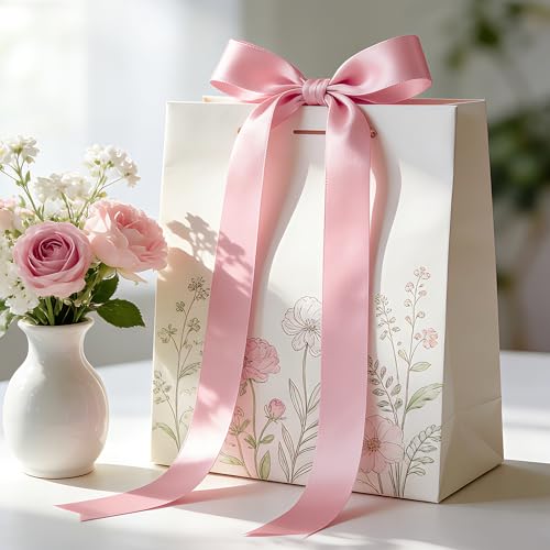 1 in 30 Yards Pink Satin Ribbon for Flower Bouquet Baby Shower Mother's Day - color: Pink, size: 1 inch
