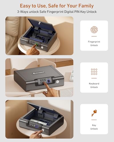BILLCONCH Gun Safe,Biometric Fingerprint Gun Safe for Handgun Pistol Safes - color: Black, size: 8.6"x 10"