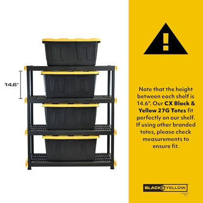 CX Heavy Duty 4-Tier Garage Storage Shelves + 8-pack 27-Gallon Bins & Lids - style: Shelf + 27 Gallon Container (8-Pack)
