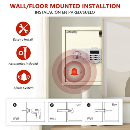 Voncabay Money Safe Box for Home with Digital Keypad, 1.5 Cu. Ft., White - color: White, size: 1.5 Cubic Feet