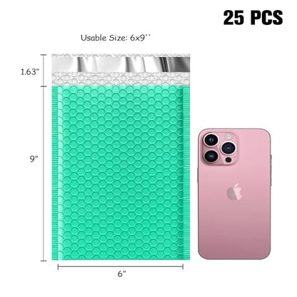 JinRuiKJ Bubble Mailers 6x10" 25 Pack, Padded Envelopes, Strong Adhesion Padded Mailers, Cushioning Padded Shipping Envelopes for Jewelry, Makeup - Green - color: Green, size: 6x10" 25Pcs