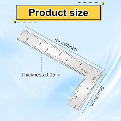 4 * 6 inch L Shaped Ruler Mini Measuring Tool, Ruler with Stainless Steel High Precision Edge for Woodworking, Tiling, and Engineering Drawing (2 * 4 inch) - size: 2*4 inch