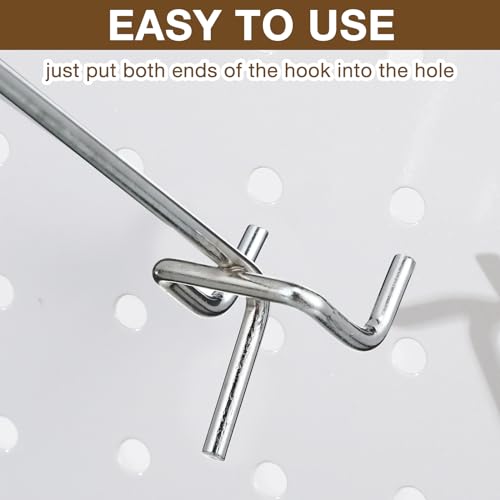Funrous 100 Pack 12 Inch Stainless Steel Hooks for Pegboard, Silver - size: 12 Inch