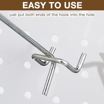 Funrous 100 Pack 12 Inch Stainless Steel Hooks for Pegboard, Silver - size: 12 Inch