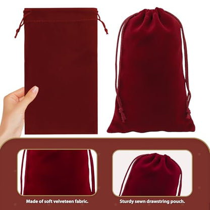 Mandala Crafts 8x17 Maroon Velvet Drawstring Bags for Shoe Dusting Bags - color: Maroon 8X17 Inches, size: 1 Count (Pack of 10)