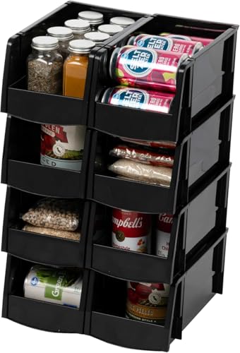 IRIS USA 8-Pack, Medium Stackable Storage Bins, Black - size: Medium - 8 Pack