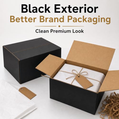 9x7x5 Black Shipping Boxes, Pack of 35 - size: 9"x7"x5"