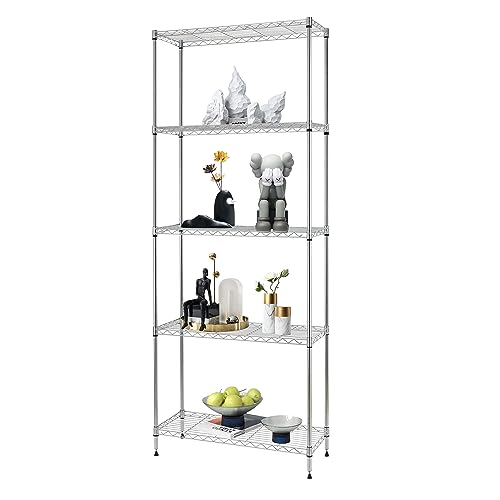 FDW | 5-Tier Wire Shelf | 24" x 14" x 59" | Chrome - color: Chrome, size: 24×14×59
