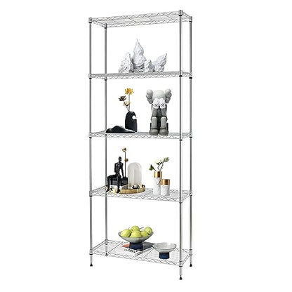 FDW | 5-Tier Wire Shelf | 24" x 14" x 59" | Chrome - color: Chrome, size: 24×14×59