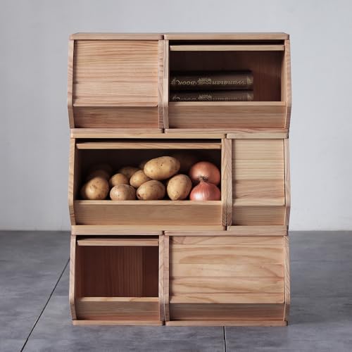 Stackable Solid Wood Storage Chests, Modular Bins with Lids, 15.5"W - size: 15.25"D x 15.5"W x 12.25"H