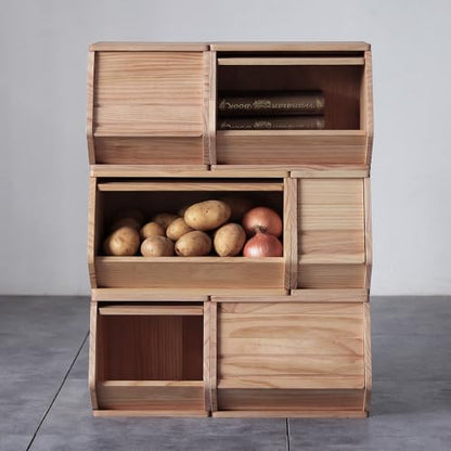Stackable Solid Wood Storage Chests, Modular Bins with Lids, 15.5"W - size: 15.25"D x 15.5"W x 12.25"H