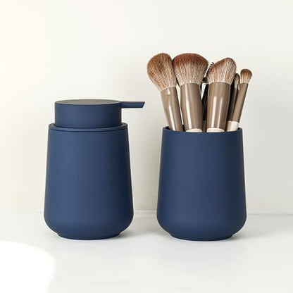 YAUKPH Bathroom Soap Dispenser and Toothbrush Holder Matte Blue - color: Matte Blue