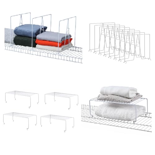 8-Pack Wire Shelf Dividers, 4-Pack Wire Extra Shelf for Wire Shelf Organizer