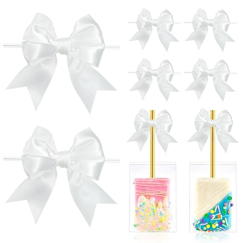 Pre-Tied White Bows with Twist Ties 3.5 Inch, 24 Pack - color: White