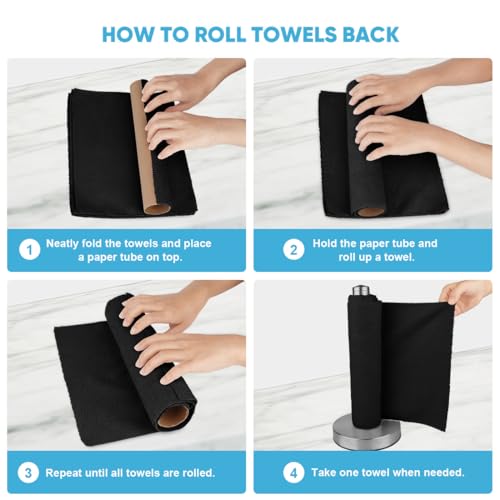 AIDEA Microfiber Cleaning Cloth Roll-75PK, Black Paper Towels 11.5"×11.5" - color: Black