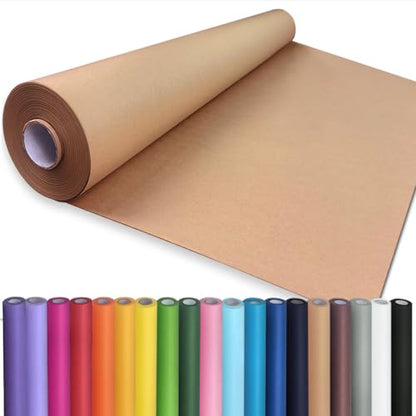 PerkHomy 48" x 1,440" (120') Brown Kraft Paper Roll for Craft Bulletin Board Paper Art Table Covering Crafting Gift Wrapping Bouquet Packing Parcel 70GSM 50LB (Brown, 48" x 120') - color: Brown, size: 48" Width x 120' Length