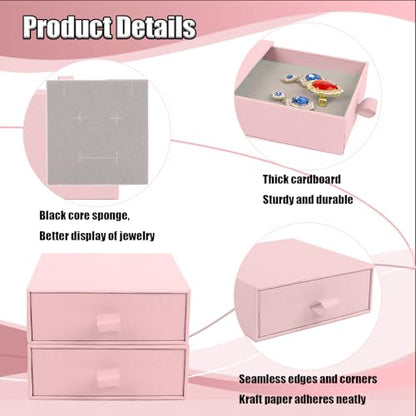 Jewelry Gift Box, 12-Pack Necklace Gift Box Drawer Jewelry Box Bangle Necklace Case For Earrings & Rings, Stylish Necklace Bracelet Organizer, 3.5 x 3.5 x 1.25 Inches (Pink) - color: Pink