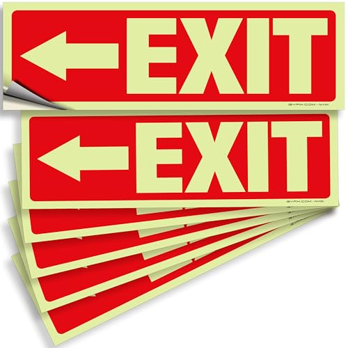 iSYFIX Exit Stickers Signs Directional Left Arrow 6 Pack 12x4 Inch - color: Sticker Left Glow, size: 6 Pk 12x4