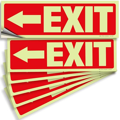 iSYFIX Exit Stickers Signs Directional Left Arrow 6 Pack 12x4 Inch - color: Sticker Left Glow, size: 6 Pk 12x4