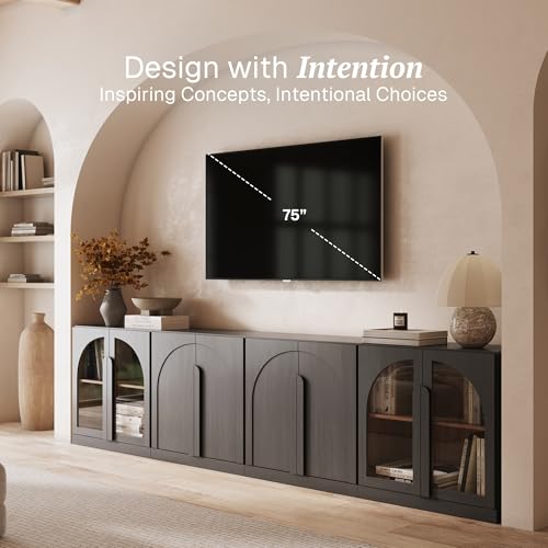 BELLEZE Bijou 4-Piece Modular Sideboard Buffet Cabinet - Ebony - color: Bijou Ebony Aabb