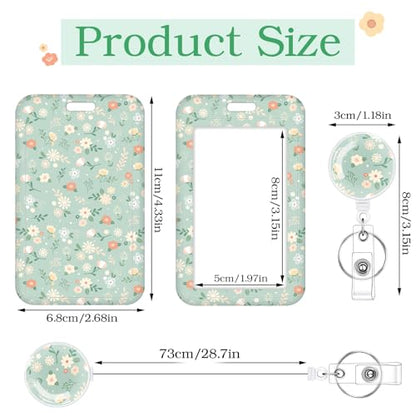 3 Pack Floral Id Badge Holder with Retractable Reel, Vertical Clip - color: Small Flower