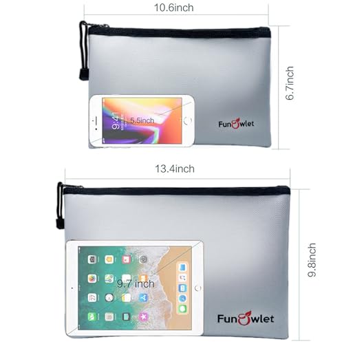 Fireproof Waterproof Money Document Bag, 2Pack Safe Pouch Gray - color: Gray