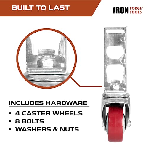 Iron Forge Tools Rolling Storage Rack Caster Wheels, Set of 4-3 Inch - size: 3 Inch - 530 lb Capacity