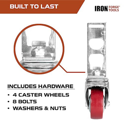 Iron Forge Tools Rolling Storage Rack Caster Wheels, Set of 4-3 Inch - size: 3 Inch - 530 lb Capacity