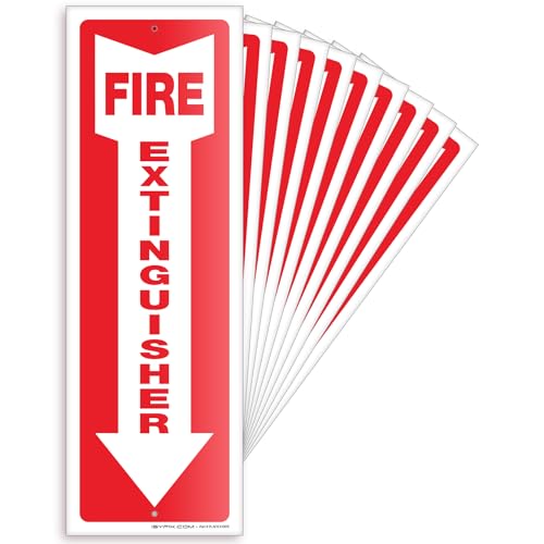 iSYFIX Fire Extinguisher Signs, 4x12 Inch, 10 Pack - color: PLASTIC