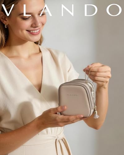VLANDO 2-Layer Travel Jewelry Case for Necklaces,Rings,Earrings - color: Toffee