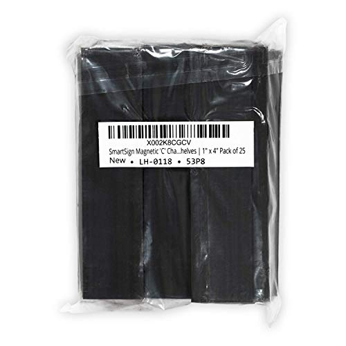 SmartSign Magnetic 'C' Channel Label Holders for Metal Racks and Shelves | 1" x 4" Pack of 25 - size: 1" x 4"