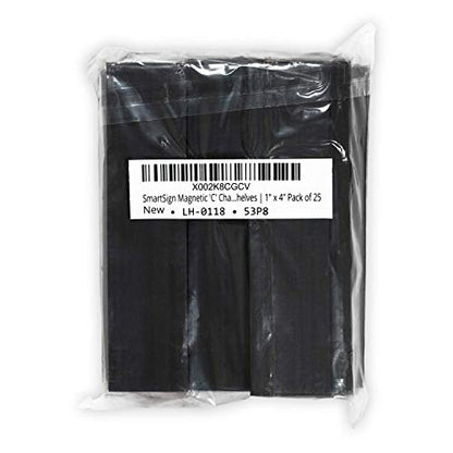 SmartSign Magnetic 'C' Channel Label Holders for Metal Racks and Shelves | 1" x 4" Pack of 25 - size: 1" x 4"