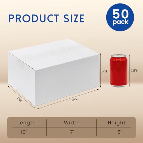 Mefleet 10x7x5" Shipping Boxes 50 Pack Corrugated Cardboard Box White - size: 10x7x5 inches (50 Pack)