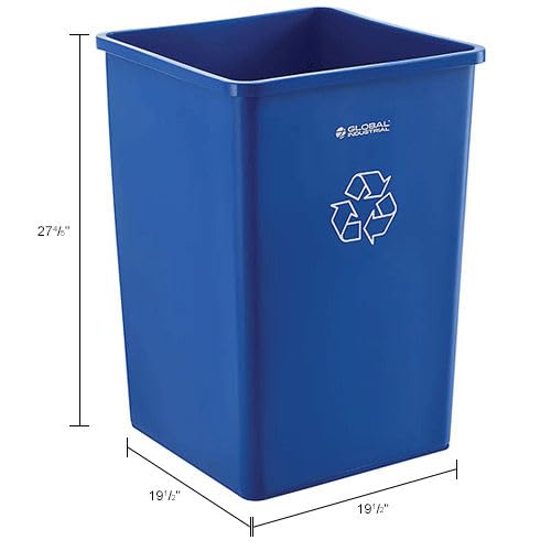 Global Industrial Square Plastic Recycling Trash Can, 35 Gallon Capacity - color: Blue