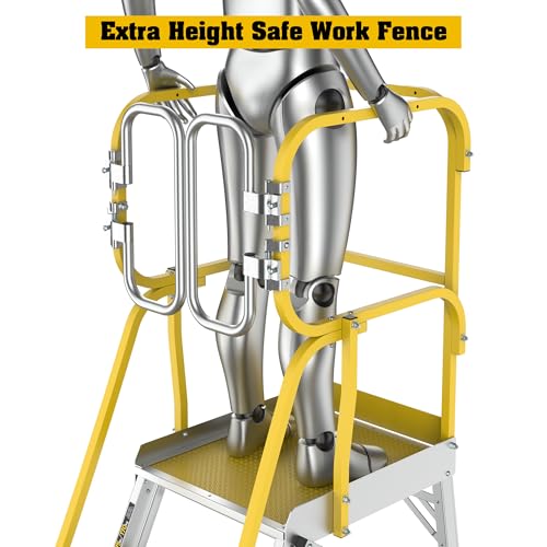 4-Step Aluminum Rolling Platform Ladder 375 LBS Anti-Slip Platform (5 Step) - size: 5 Step