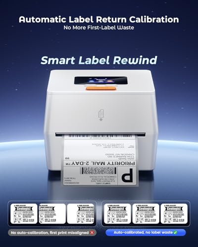 Phomemo Thermal Label Printer with Touchable Screen, 4x6 Bluetooth Shipping Label Printer with Built-in Label Holder, D420D White Thermal Printers for Small Business, Compatible with USPS, Tiktok - color: White