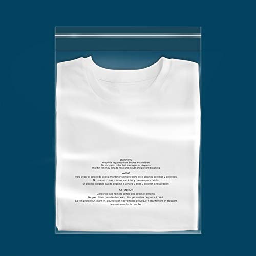 iMailer - 200 Pcs - 14" x 20" Poly Bags with Suffocation Warning Self Seal- Clear Shipping Bags 1.6 Mil for Clothing, Shirts, Packaging - Permanent Adhesive - size: 14" x 20", style: Permanent Glue