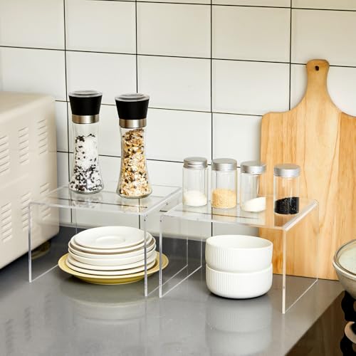 RattanView 2 Pcs 8 Inch Large Clear Acrylic Shelf Riser, 5mm Thick - color: Clear, size: 8 Inch, 5 mm