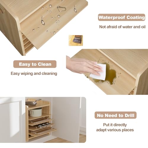 7 Tier Wooden Tray Dividers for Cabinets Cookie Sheet Organizer for Pot, Pans, Baking Tray Organizer for Kitchen Documents Storage(14" W x 16.5" H x 15.2" D) - size: 14" W x 16.5" H x 15.2" D