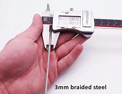 100CM/3.3ft 3mm Outdoor Travel Security Cable Lock,Braided Steel Coated Safety Cable Luggage Lock,Safety Cable Wire Rope Double Loop Lightweight GOMRQING (2 Pack) - size: 3.3FT-2 Pack