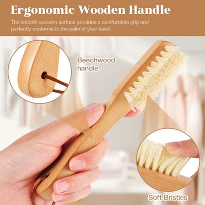 3 Pcs Wooden Laundry Stain Brush Stain Remover Dauber Brushes with Square Head Boar Bristle Small Stain Brush for Clothes for Scrubbing Stains from Furniture Fabric Leather(3 Pcs H) - style: 3 Pcs H