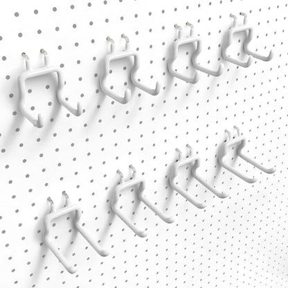 Pegboard Hooks, 8 Pack Peg Board Tool Utility Hooks & Hangers (White) - color: White