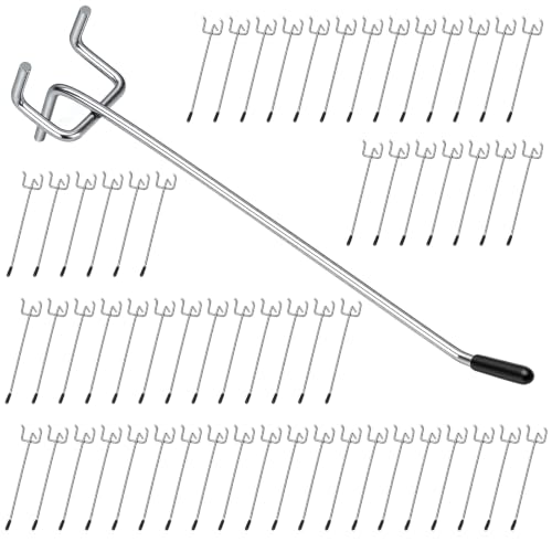 JEAWIWI 60 Pcs Metal Pegboard Hooks, 6 Inch, Fit 1/8 in Peg Board