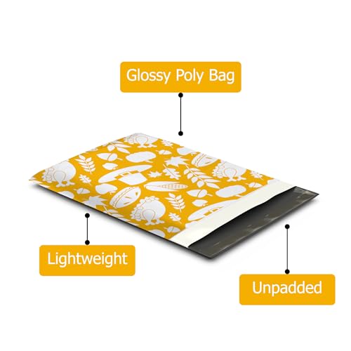 10x13 (100) Thanksgiving Fall Designer Poly Mailers Waterproof Self Sealing Tear Resistant Polymailers Shipping Envelopes Premium Printed Bags For Small Businesses - color: Thanksgiving, size: 10x13