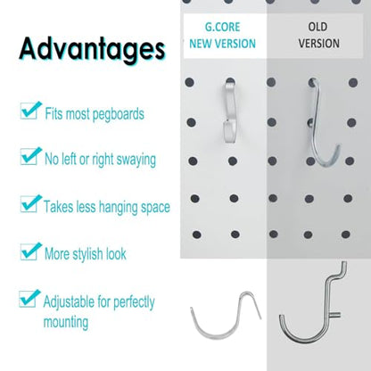 Pegboard J Hooks Silver 40pcs Peg Board Metal Tool Hangers for Garage Craft - style: 40pcs Silver J Hooks