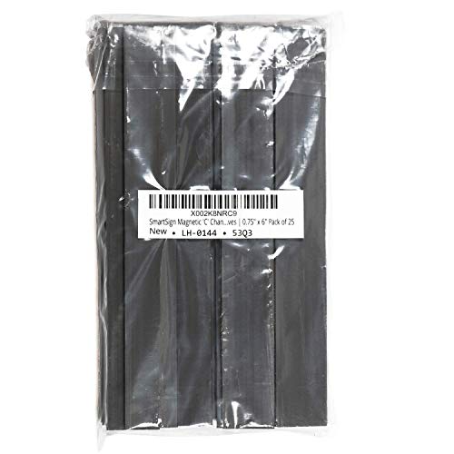 SmartSign Magnetic 'C' Channel Label Holders for Metal Racks and Shelves | 0.75" x 6" Pack of 25 - size: 0.75" x 6"