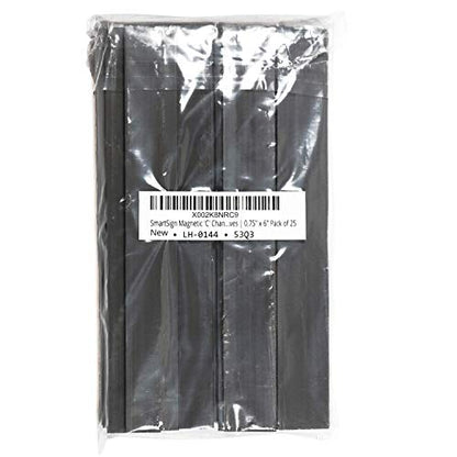 SmartSign Magnetic 'C' Channel Label Holders for Metal Racks and Shelves | 0.75" x 6" Pack of 25 - size: 0.75" x 6"