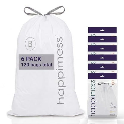 happimess 20-Count Unscented 5.3 Gal Trash Bags, White, Pack of 6 - color: White, size: 120 Count (Pack of 1)